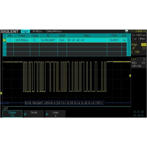 Программное обеспечение SIGLENT SDS 2000X DC для декодирования IIC, SPI, UART RS232, CAN, LIN