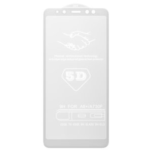 Захисне скло All Spares для Samsung A730 Galaxy A8+ 2018 , 5D Full Glue, білий, шар клею нанесений по всій поверхні