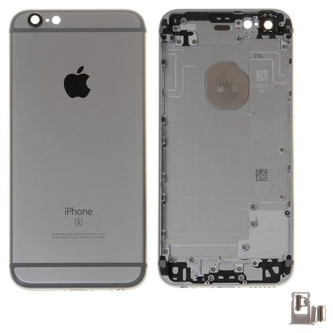 Корпус для Apple iPhone 6S, черный, с держателем SIM карты, с боковыми кнопками, High Copy