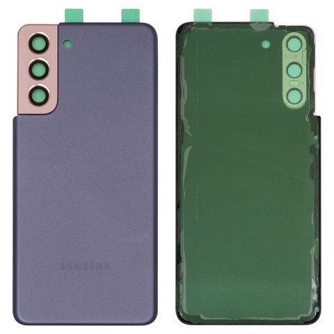 Задня панель корпуса для Samsung G991 Galaxy S21 5G, фіолетова, із склом камери
