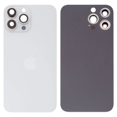 Задня панель корпуса для iPhone 13 Pro Max, срібляста, біла, із склом камери, Silver, small hole