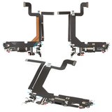 Шлейф для iPhone 14 Pro Max, конектора зарядки, чорний, з мікрофоном, з компонентами, High Copy