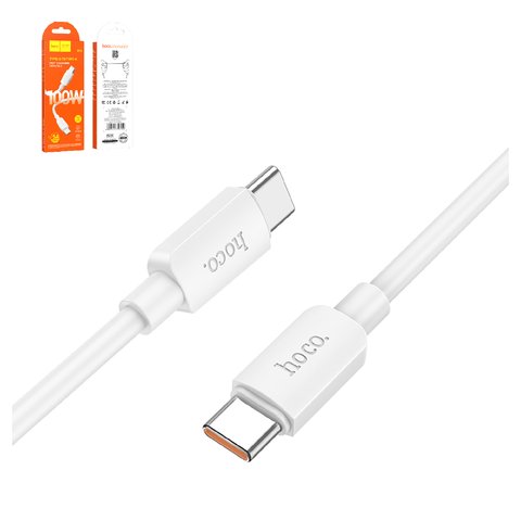 USB кабель Hoco X96, 2xUSB тип C, 100 см, 100 Вт, 5 А, белый, #6931474799159
