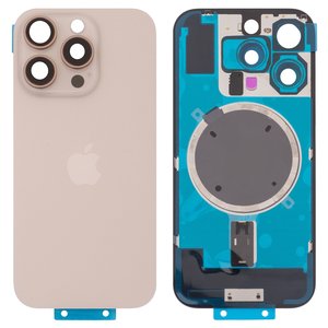 Задня панель корпуса для iPhone 16 Pro, біло золотистий, із склом камери, Original PRC , desert titanium