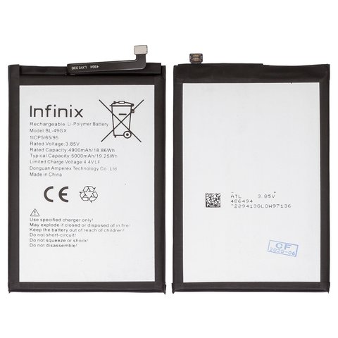 Аккумулятор BL 49GX для Infinix Hot 11s, Hot 12 Pro X668C , Note 10 X693 , Note 11i, Note 11S X698 , Note 7 X690 , ZERO X Neo, Li Polymer, 3,85 B, 5000 мАч, Original PRC 