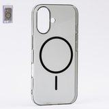 Чохол Fully-PC MagSafe для iPhone 16, чорний, прозорий, магнітний, пластик