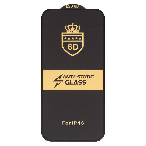 Захисне скло ESD 6D для Apple iPhone 15, iPhone 16, сумісне з чохлом, Full Screen, Anti Static, без упаковки , чорний