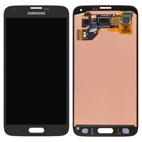 Дисплей для Samsung G900 Galaxy S5, черный, без рамки, Оригинал переклеено стекло 