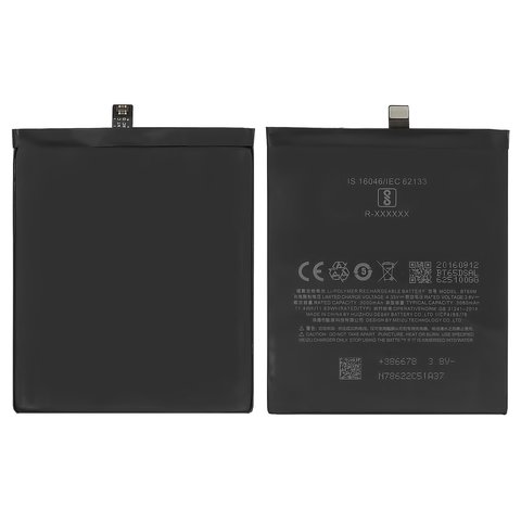 Batería BT65M puede usarse con Meizu MX6, Li Polymer, 3.8 V, 3060 mAh, Original PRC 
