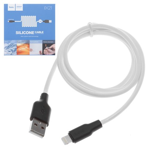 USB кабель Hoco X21, USB тип A, Lightning, 100 см, 2 A, белый, #6957531071365