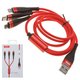 Universal USB Cable XO NB50, (nylon braided, 3 in 1,  for phone charging , red, USB type C, micro USB type-B, Lightning, 2.4 A)