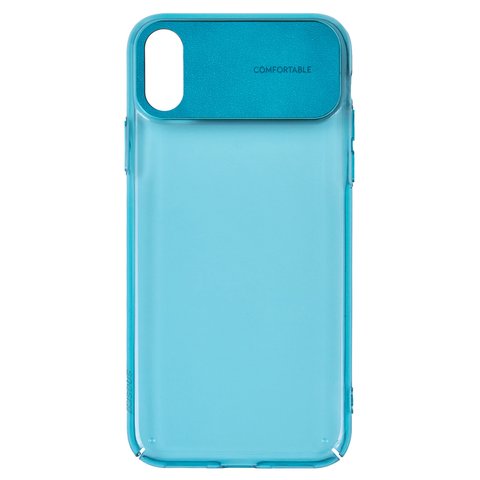 Case Baseus compatible with iPhone X, iPhone XS, blue, with PU Leather insert, transparent, PU leather, plastic  #WIAPIPH58 SS13