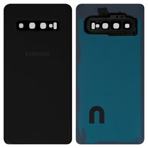 Panel trasero de carcasa puede usarse con Samsung G973 Galaxy S10, negra, con vidrio de cámara