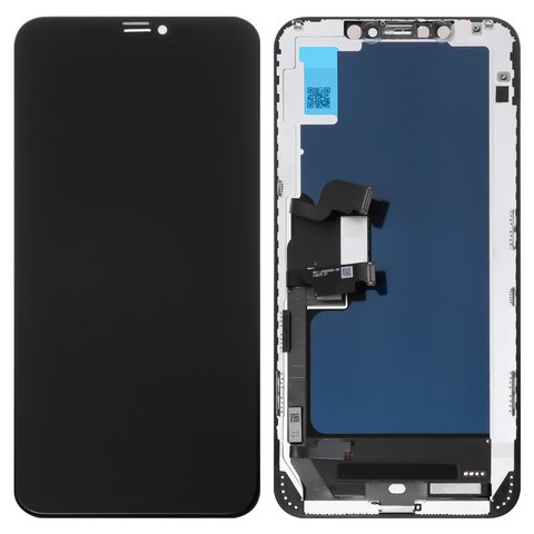 Дисплей для iPhone XS Max, черный, с рамкой, AAA, Tianma, с пластиками камеры и датчика приближения, TFT 