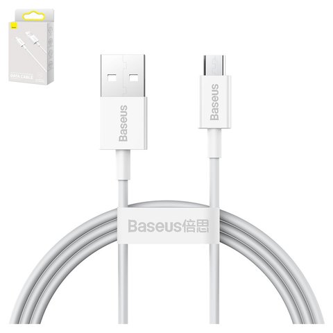 USB Cable Baseus Superior, USB type A, micro USB type B, 100 cm, 2 A, white, silicone  #CAMYS 02