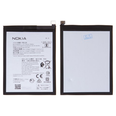 Batería WT340 puede usarse con Nokia G10, G20, Li Polymer, 3.85 V, 5050 mAh, Original PRC 