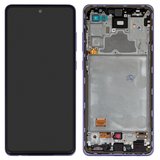 Pantalla LCD puede usarse con Samsung A725 Galaxy A72, A726 Galaxy A72 5G, morado, con marco, Original (PRC)