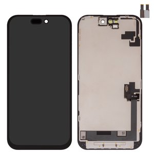 Pantalla LCD puede usarse con iPhone 16, negro, con marco, AAA, TFT , ZY, LTPS FHD