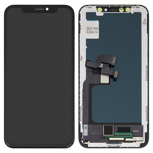 LCD compatible with iPhone X, black, with frame, AAA, TFT , ZY, LTPS FHD 