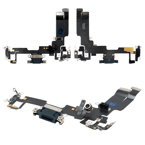 Flat Cable compatible with iPhone 14, charge connector, black, with microphone, with components, Original PRC  