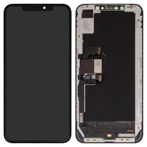 LCD compatible with iPhone XS Max, black, with frame, change glass, with camera and proximity sensor plastics 