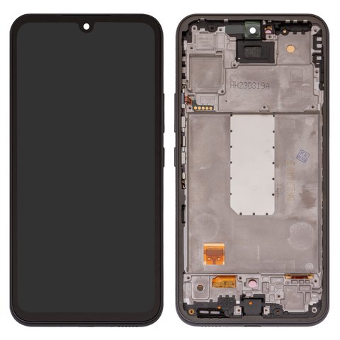 LCD compatible with Samsung A546 Galaxy A54 5G, black, with frame, High Copy, with wide edge, OLED