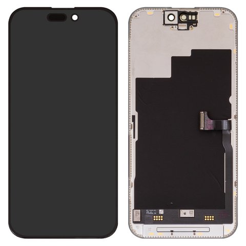 Дисплей для iPhone 15 Pro, черный, с рамкой, переклеено стекло