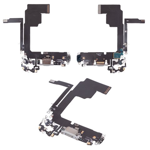 Flat Cable compatible with iPhone 15 Pro, charge connector, white, with microphone, HC 