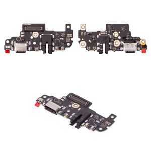 Flat Cable compatible with Xiaomi Redmi Note 8 Pro, headphone connector, charge connector, with microphone, with components, High Copy, charging board, M1906G7I, M1906G7G 