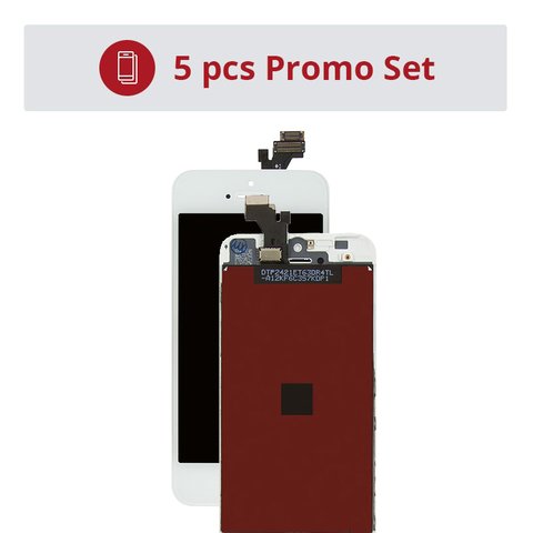 Pantalla LCD puede usarse con Apple iPhone 5, blanco, con marco, AAA, Tianma, 5 pcs promo set
