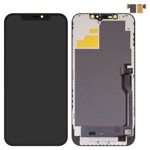 Pantalla LCD puede usarse con iPhone 12 Pro Max, negro, con marco, sin microchip, OLED , OEM hard, SL