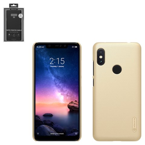 Чехол Nillkin Super Frosted Shield для Xiaomi Redmi Note 6 Pro, золотистый, с подставкой, матовый, пластик, M1806E7TG, M1806E7TH, M1806E7TI, #6902048167339