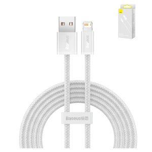 USB кабель Baseus Dynamic Series, USB тип A, Lightning, 100 см, 2,4 А, білий, в нейлоновому обплетенні, #CALD000402
