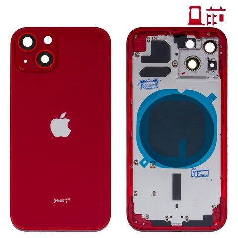 Корпус для iPhone 13, красный, с держателем SIM карты, с боковыми кнопками, red