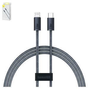 USB кабель Baseus Dynamic Series, USB тип C, Lightning, 100 см, 20 Вт, серый, в нейлоновой оплетке, #CALD000016
