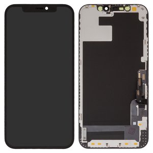 Дисплей для iPhone 12, iPhone 12 Pro, черный, с рамкой, HC, без микросхемы, OLED  OEM soft