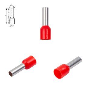 Наконечник VE6012, трубчастий, ізольований, червоний, 10 шт., 6 мм², 12 мм