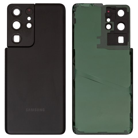 Задняя панель корпуса для Samsung G998 Galaxy S21 Ultra 5G, черная, со стеклом камеры