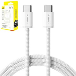 USB кабель Baseus Dynamic 4, 2xUSB тип C, 100 см, 100 Вт, белый, в нейлоновой оплетке, #P10381400211 00