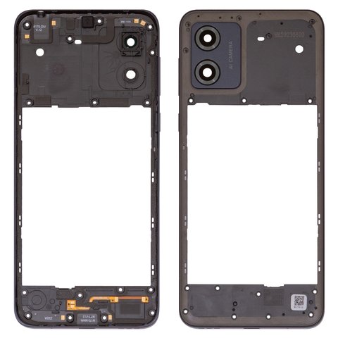 Средняя часть корпуса для Motorola Moto E13 XT2345, черная, со стеклом камеры