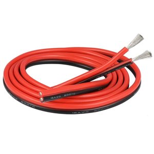 Провод двойной в силиконовой изоляции 12AWG, 3,31 мм², 1 м, черный, красный